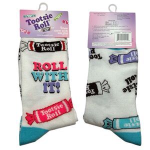 1x Tootsie Roll Novelty Crew Socks Adult Set One Size
